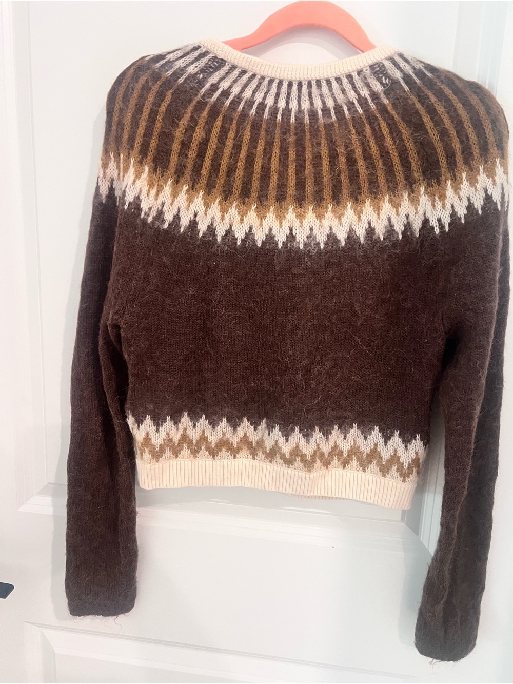 J. Crew Brown and Cream Fair Isle Wool-Blend Cardigan - Picture 7 of 8